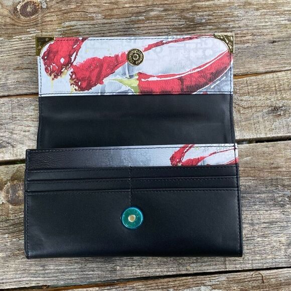 SATYA PAUL Snap Wallet Black Colorful Abstract Rectangular Gold Details - Picture 2 of 7